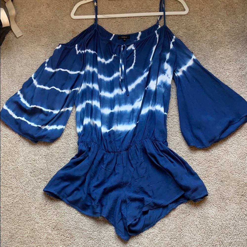 Blue tie die romper